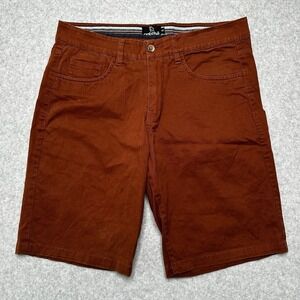 Gotcha Flat Front Chino Shorts 32 Rust‎ Orange Pocket Button Zip Belt Loops